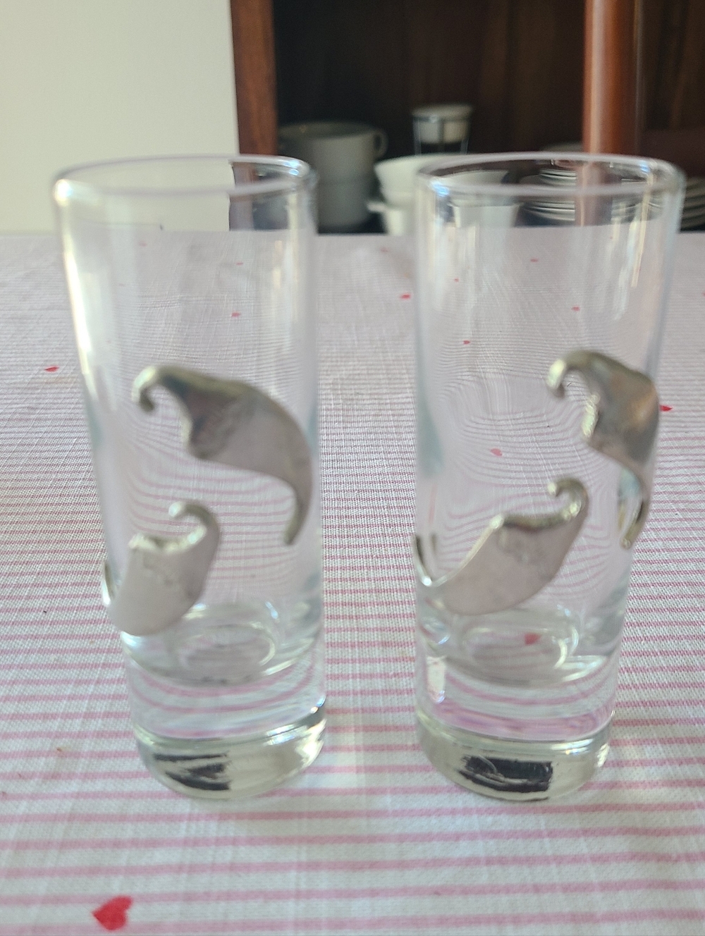 Jalapeño Shot Glass with Metal Accent Home Office Entertain set of 2 Approx. 2Oz